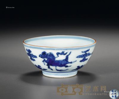 明(嘉靖) 青花天马纹标 直径7cm