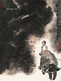 牧归图 镜芯 设色纸本