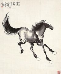 奔马图 镜芯 水墨纸本