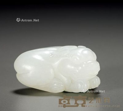 清 白玉瑞兽坠 长3.5cm