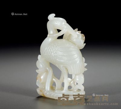 清 白玉留皮一路连科摆件 高7.5cm