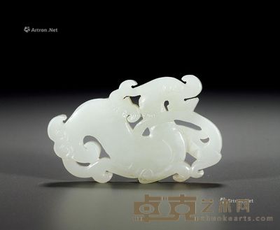清 白玉螭龙珮 长6.5cm