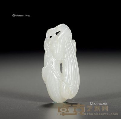 清 白玉福瓜形坠 高5cm