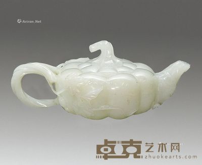 清 白玉南瓜壶 7×17cm