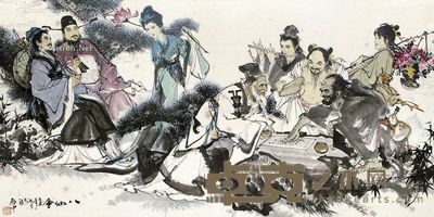 吴启中 八仙图 68.5×136.5cm