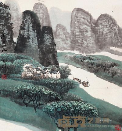 宋玉麐 漓江山水 68×63cm