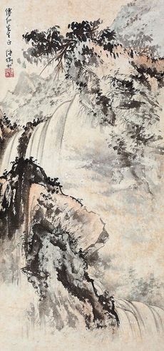 傅狷夫 溪山飞瀑