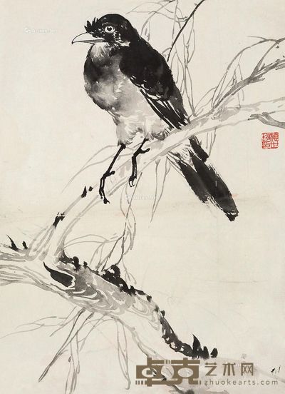 施世珍 八哥 35×25cm