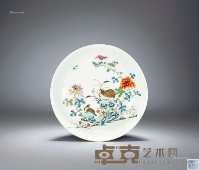 清乾隆 粉彩安居乐业图盘 直径15.6cm