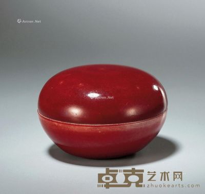 清中期 红釉印泥盒 直径6.5cm