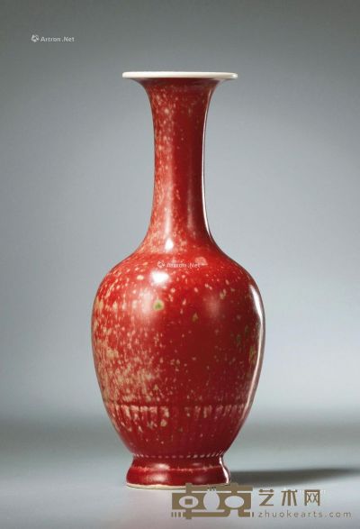 民国 豇豆红釉菊瓣瓶 高16.2cm