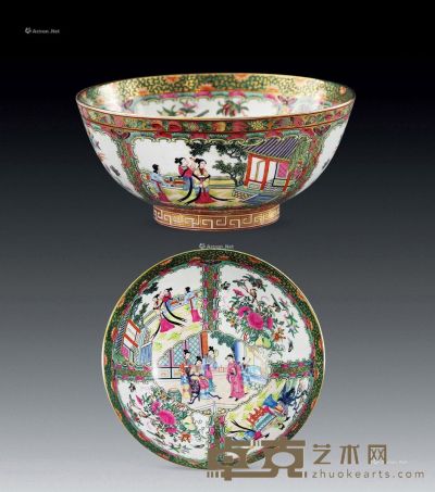 清 广彩人物纹碗 直径25cm