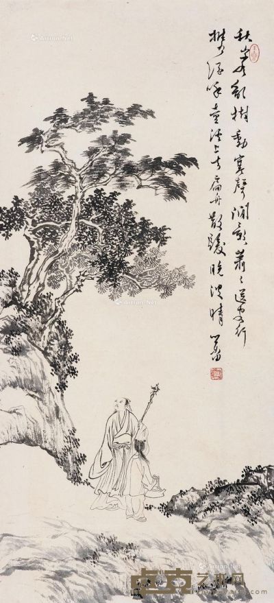 溥儒 秋岩高士 91.5×41.5cm