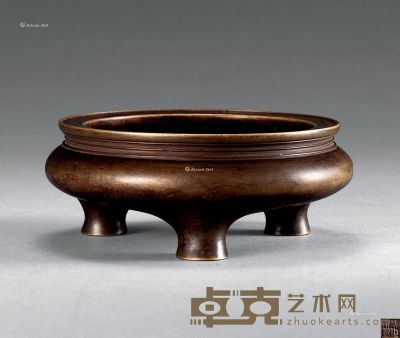清中期 铜三足炉 高6.2cm