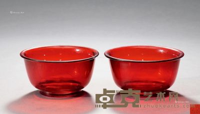 清嘉庆 宝石红料碗 （二件） 直径11.1cm