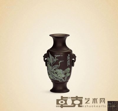 顾绍培·紫砂百寿瓶 高17.8cm；宽9.5cm