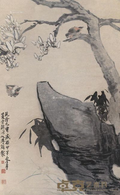 李鱓 玉兰君子图 99.5×61.5cm