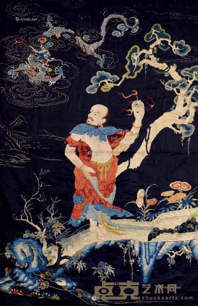 清代（1644-1911） 降龙罗汉刺绣 长186cm；宽190cm