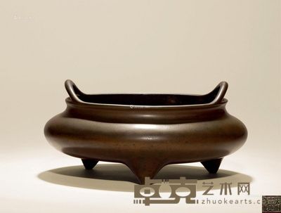 清代 桥耳炉 口径14.2cm