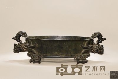 明中期  宫廷 苍龙教子洗式炉 口长33cm；宽26.8cm