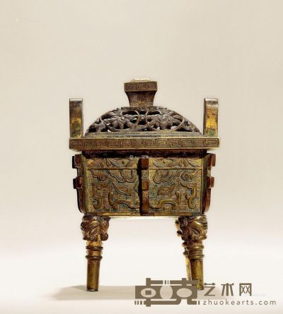 清乾隆（1736-1795） 鎏金熏炉 口长8.6cm；宽7.1cm
