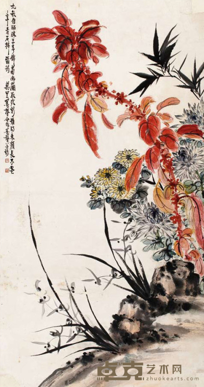 马万里、李墨馨 花卉 100×52 cm.约4.6平尺