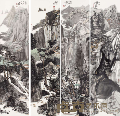 左剑虹 山水四条屏 138×34cm×4 约4 2平尺（每幅）