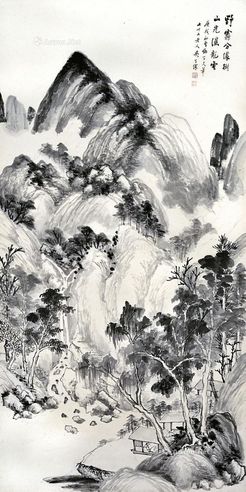 吴子深 1970庚戌 山水中堂 水墨纸本