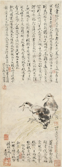 卢坤峰 双禽图