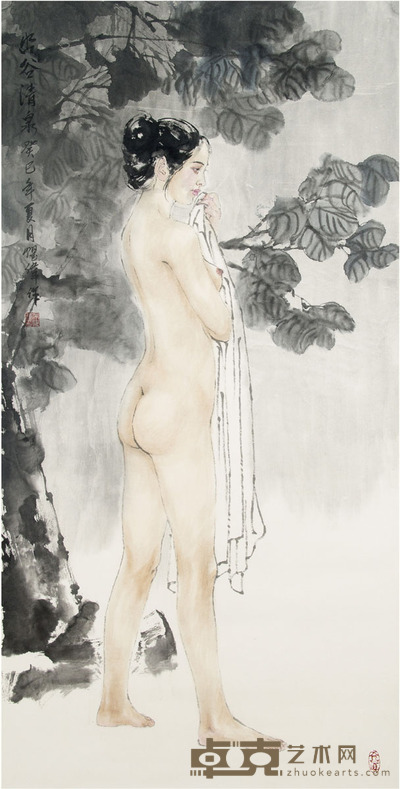 吴耀伟 幽谷清泉图 136cm×69cm 约8.6 平尺