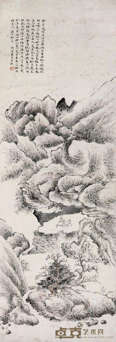 黄易 山水 89×30cm
