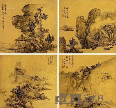 蓝瑛 曹振 章采 曹有光 山水 31×33.5cm×5