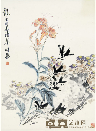 郭味蕖 花卉 75cm×54cm 约3.7平尺