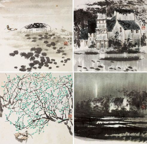 李明久 山水 （四幅）