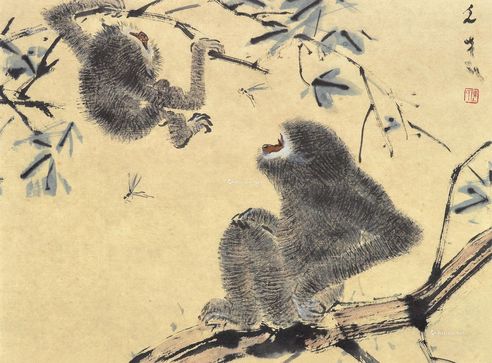 陈文希 蜂猴图