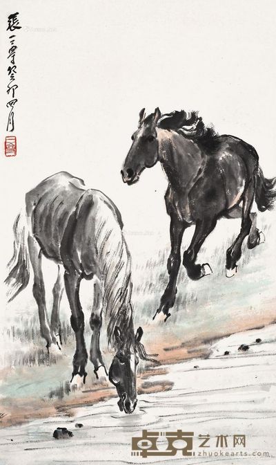 张一尊 双骏图 68×40cm