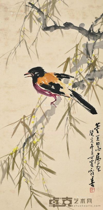 杨应修 花鸟 100×49cm
