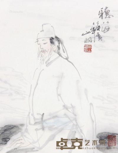 吴山明 听海 46×35cm