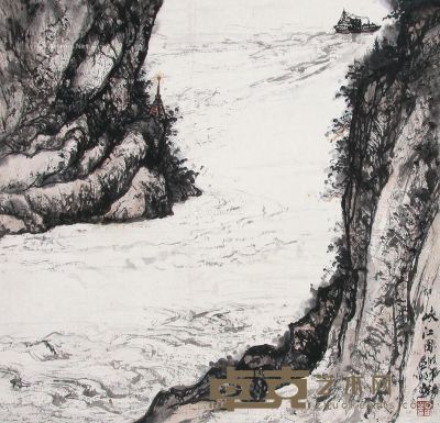 亚明 峡江图 39×41cm