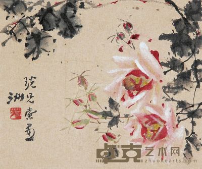 蔡鹤洲 花卉 20.5×23.5cm