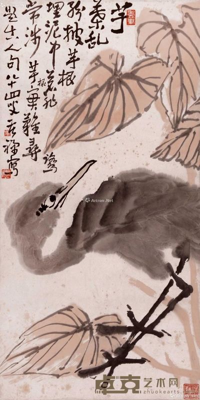 李苦禅 花鸟 67×34cm 约2平尺