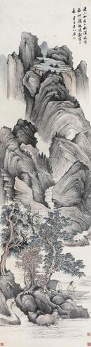 吴历 仿唐寅秋溪返棹图