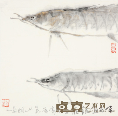 吴山明  金龙鱼 34×34cm 约1平尺