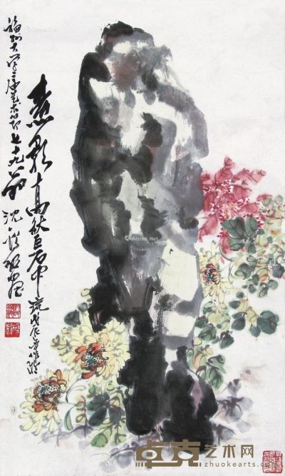沈锡纯 菊石图 81×48.5cm