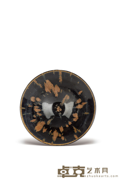 磁州窑铁锈花白覆轮碗 直径16厘米 高7厘米