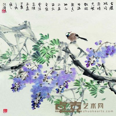 紫藤小鸟 69×69cm 约4.28平尺