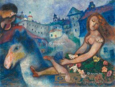 马克·夏卡尔 约1927-1929年作 骏马少女 油彩 画布 77×101.5cm