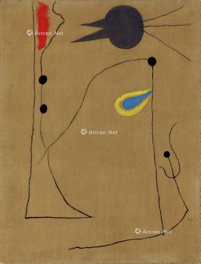 胡安．米罗 1925年作 画作 油彩 碳笔 画布