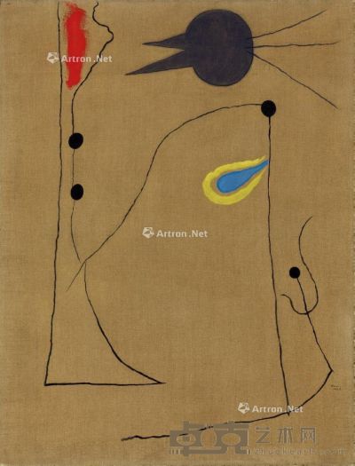 胡安．米罗 1925年作 画作 油彩 碳笔 画布 115×88cm