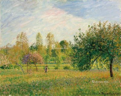 卡密尔·毕沙罗 1901年作 伊拉格尼草地；夏日、太阳、黄昏 油彩 画布